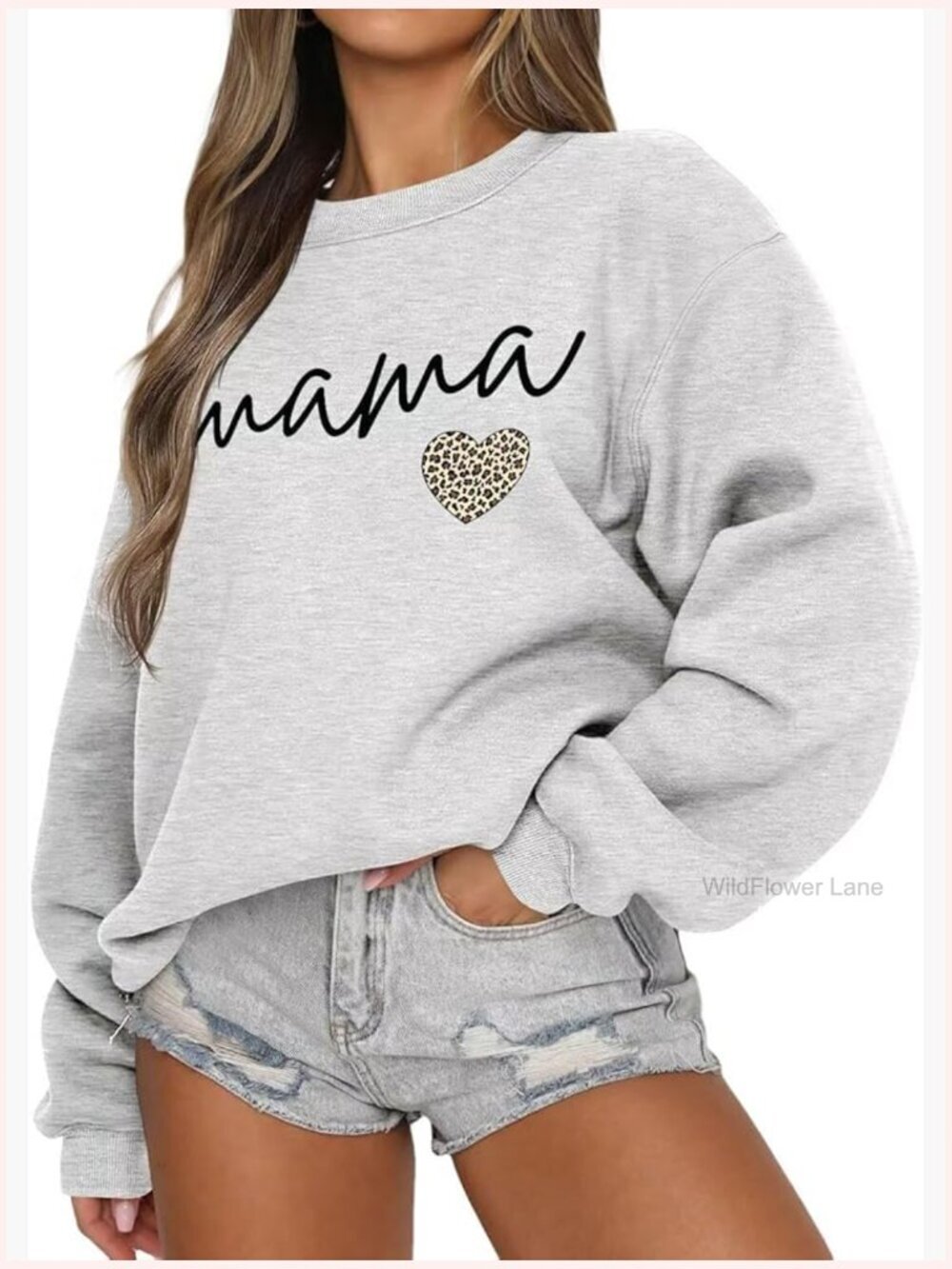 Women Oversized Mama Crewneck Sweatshirt Long Sleeve Pullover Top